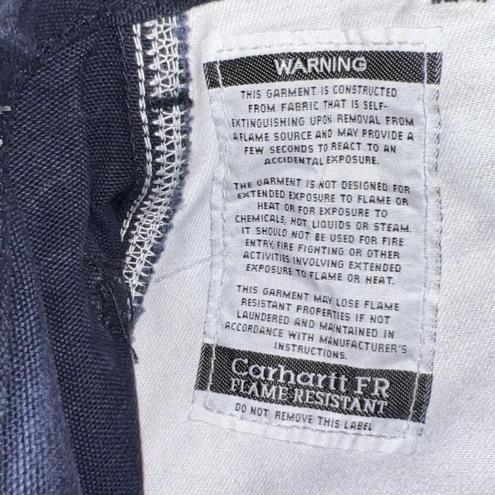 CARHARTT FLAME RESISTANT Men's Pants Canvas Carpenter Pants FRB229DNY 34X34 - Picture 8 of 11